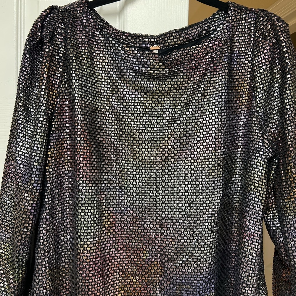 Free People Diamonds Are Forever Metallic Shift Mini Dress | Size S - Picture 5 of 10